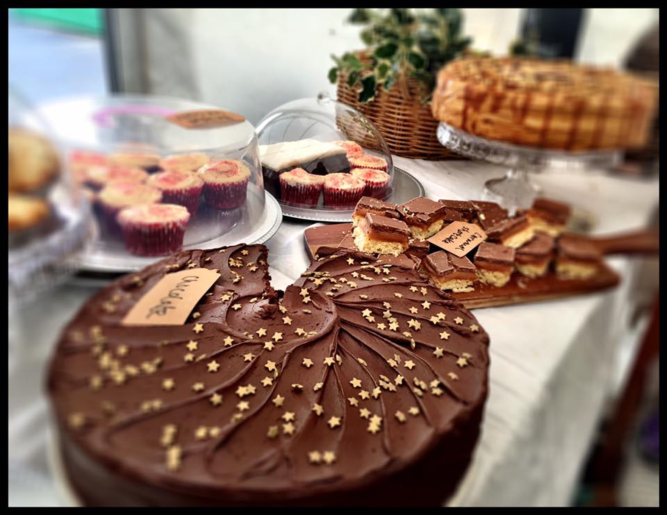 Homemade chocolate cake and sweet treats